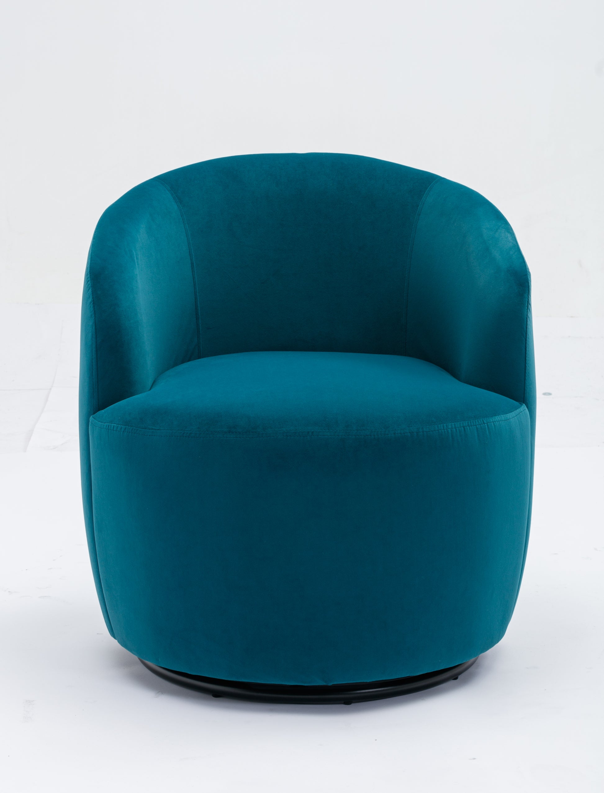 Velvet Fabric Swivel Accent Armchair Barrel Chair With Black Powder Coating Metal Ring,Teal Teal Foam Velvet