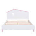 3 Pieces Bedroom Sets Full Size Platform Bed With Nightstand And Storage Dresser,White Pink White Pink Solid Wood