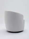 Velvet Fabric Swivel Accent Armchair Barrel Chair With Black Powder Coating Metal Ring,White White Foam Velvet