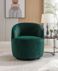 Velvet Fabric Swivel Accent Armchair Barrel Chair With Black Powder Coating Metal Ring,Green Green Foam Velvet