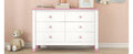 Wooden Storage Dresser With 6 Drawers,Storage Cabinet For Kids Bedroom,White Pink White Pink Solid Wood