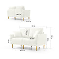 Cream White 2 Seater Loveseat Sofa Couch W Pillows And Metal Legs, Upholstered Modern Beautiful Seats Furniture For Bedroom, Office, Small Space, Apartment Cream Foam Velvet