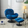 Swivel Leisure Chair Lounge Chair Velvet Blue Color With Ottoman Blue Velvet