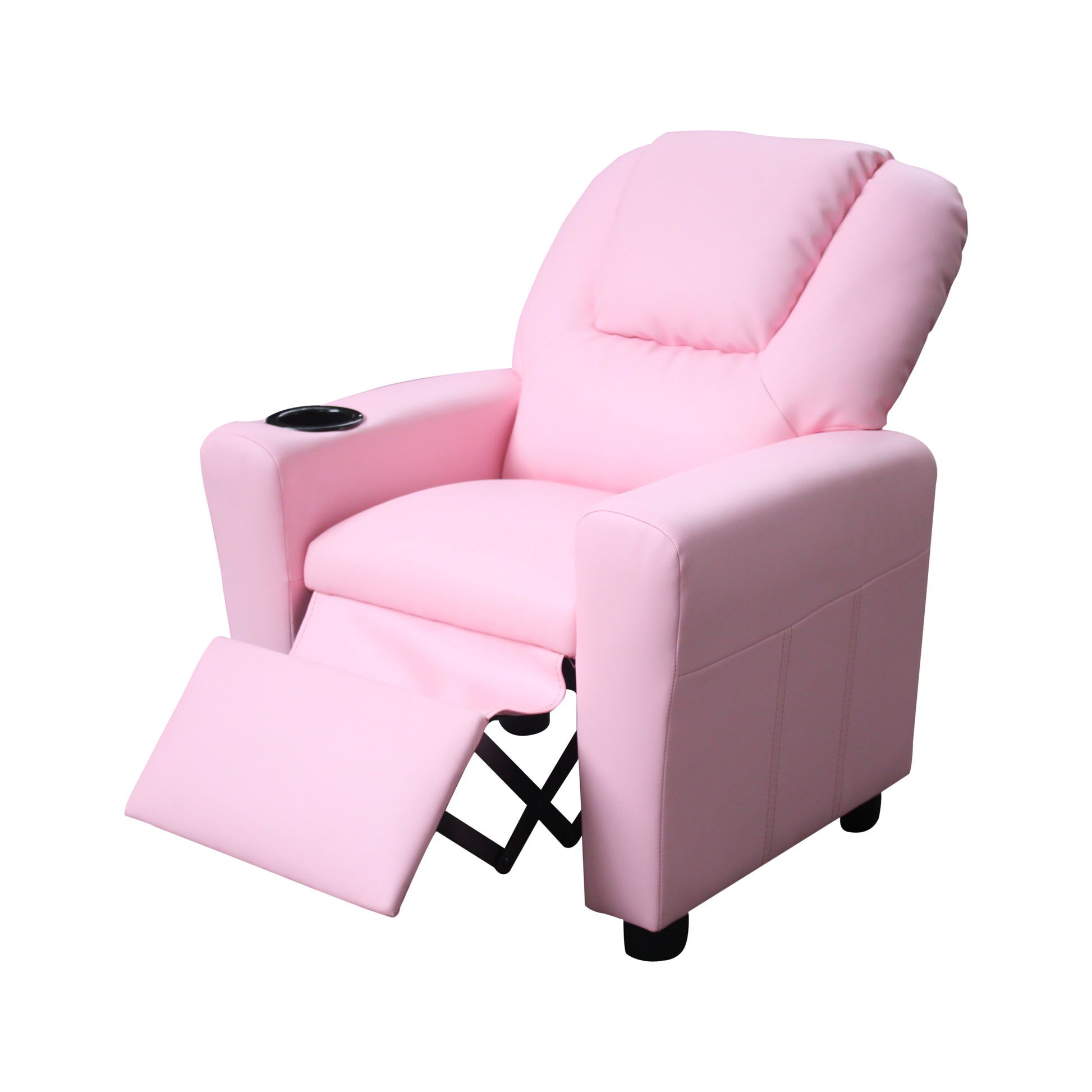 Marisa 22" Pink Pu Leather Kids Recliner Chair With Cupholder Pink Pu Leather