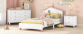 3 Pieces Bedroom Sets Twin Size Platform Bed With Nightstand And Storage Dresser,White Pink White Pink Solid Wood