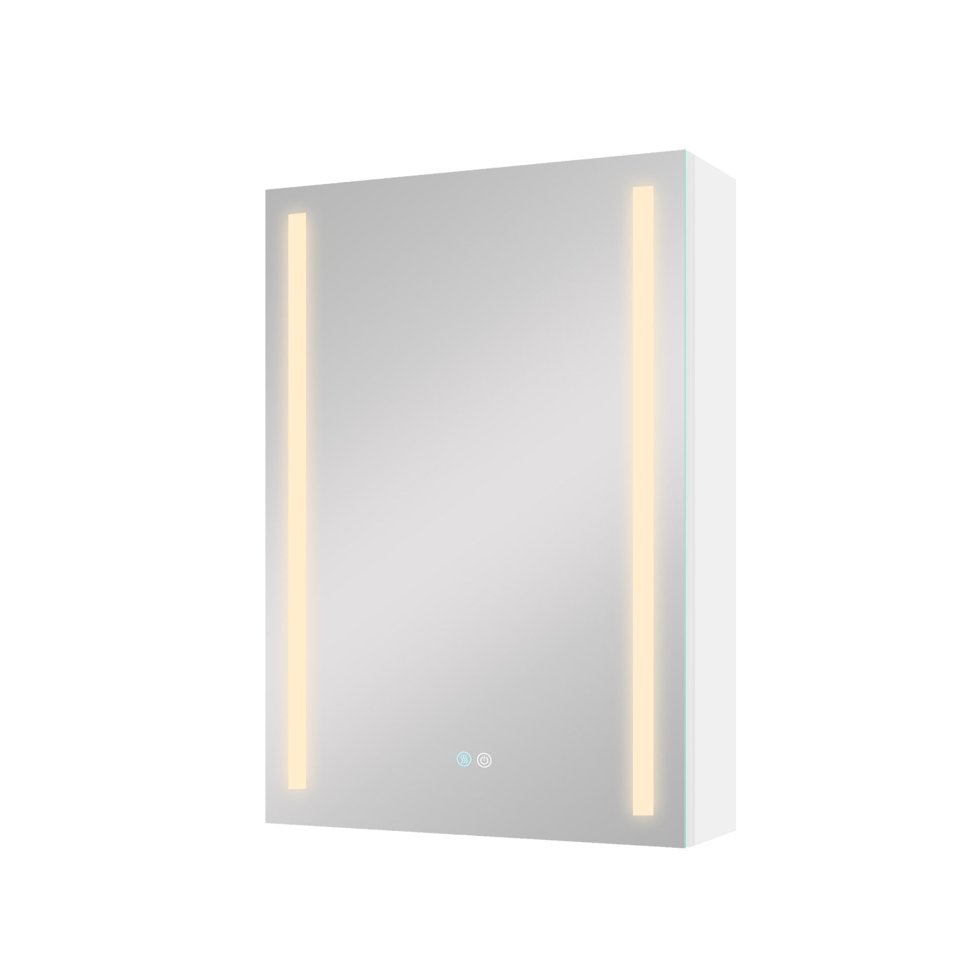 30X20 Inch Led Bathroom Medicine Cabinet Surface Mounted Cabinets With Lighted Mirror White Right Open White Modern Aluminium