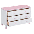 3 Pieces Bedroom Sets Full Size Platform Bed With Nightstand And Storage Dresser,White Pink White Pink Solid Wood