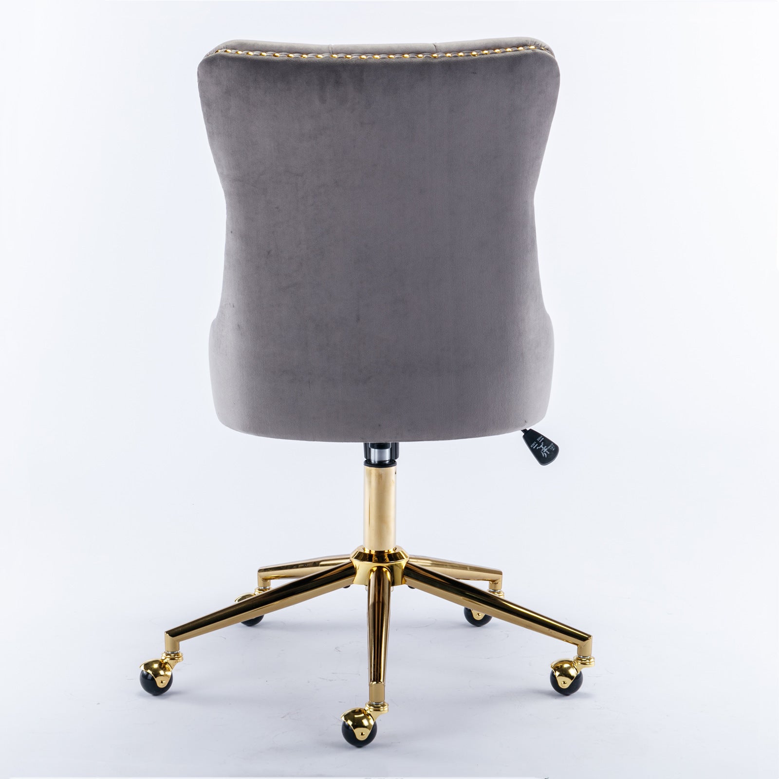 Office Chair,Velvet Upholstered Tufted Button Home Office Chair With Golden Metal Base,Adjustable Desk Chair Swivel Office Chair Gray Gray Foam Velvet