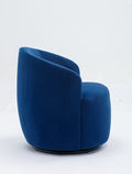 Velvet Fabric Swivel Accent Armchair Barrel Chair With Black Powder Coating Metal Ring,Blue Blue Foam Velvet