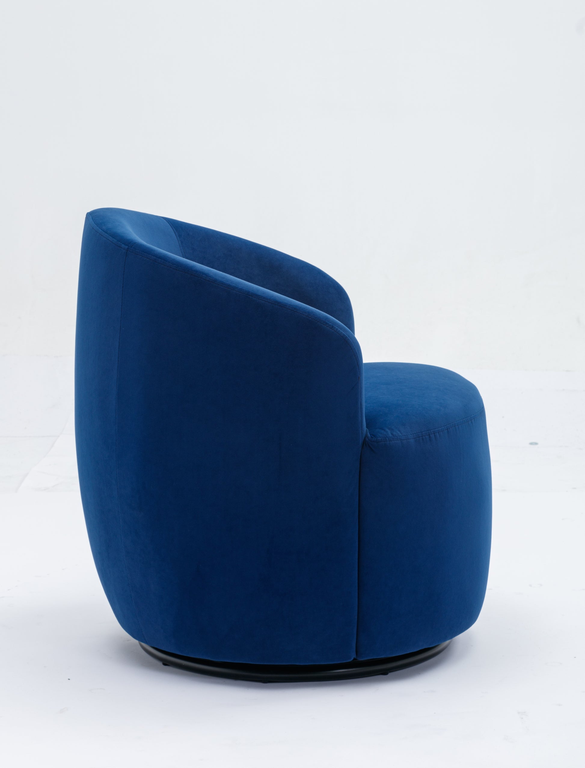 Velvet Fabric Swivel Accent Armchair Barrel Chair With Black Powder Coating Metal Ring,Blue Blue Foam Velvet