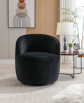 Velvet Fabric Swivel Accent Armchair Barrel Chair With Black Powder Coating Metal Ring,Black Black Foam Velvet