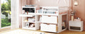 Twin Size Low Loft Bed With Rolling Desk, Shelf And Drawers White White Solid Wood