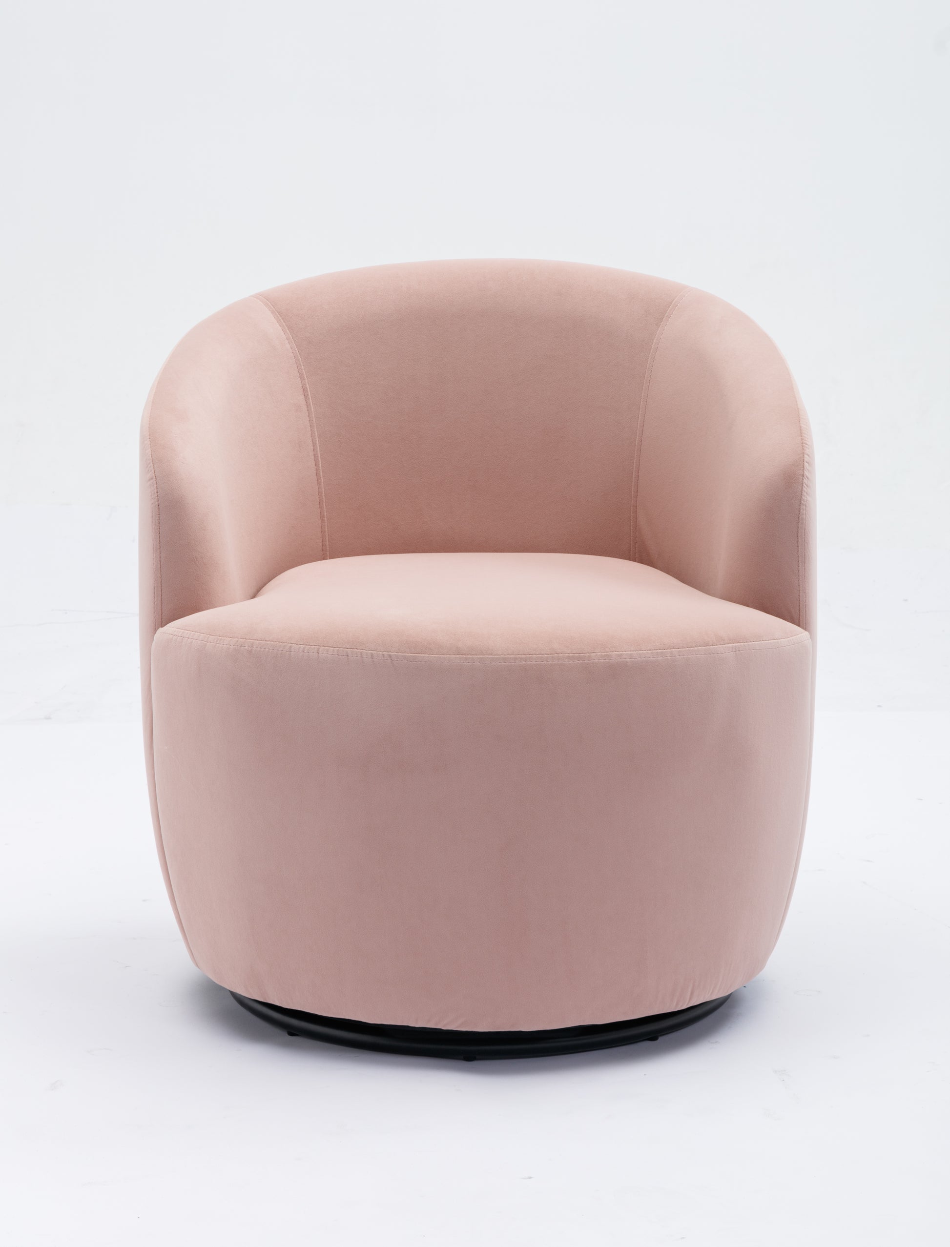 Velvet Fabric Swivel Accent Armchair Barrel Chair With Black Powder Coating Metal Ring,Pink Pink Foam Velvet