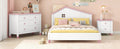 3 Pieces Bedroom Sets Full Size Platform Bed With Nightstand And Storage Dresser,White Pink White Pink Solid Wood