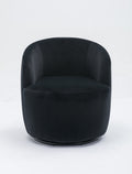 Velvet Fabric Swivel Accent Armchair Barrel Chair With Black Powder Coating Metal Ring,Black Black Foam Velvet