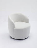 Velvet Fabric Swivel Accent Armchair Barrel Chair With Black Powder Coating Metal Ring,White White Foam Velvet