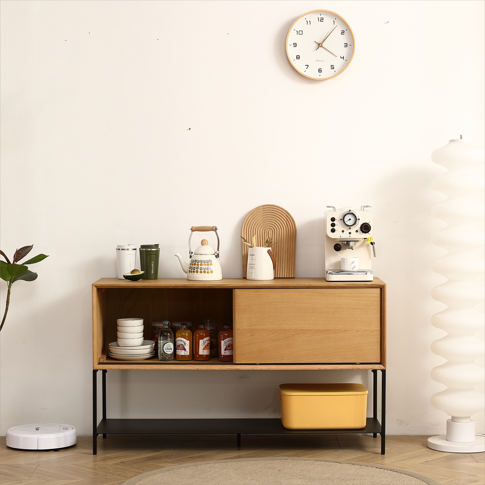 Sideboard Buffet Cabinet.White Rubber and Mdf Two