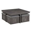 Moseberg Rustic Wood Coffee Table With Storage Stools And End Table Set Brown Rubber Wood