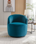 Velvet Fabric Swivel Accent Armchair Barrel Chair With Black Powder Coating Metal Ring,Teal Teal Foam Velvet