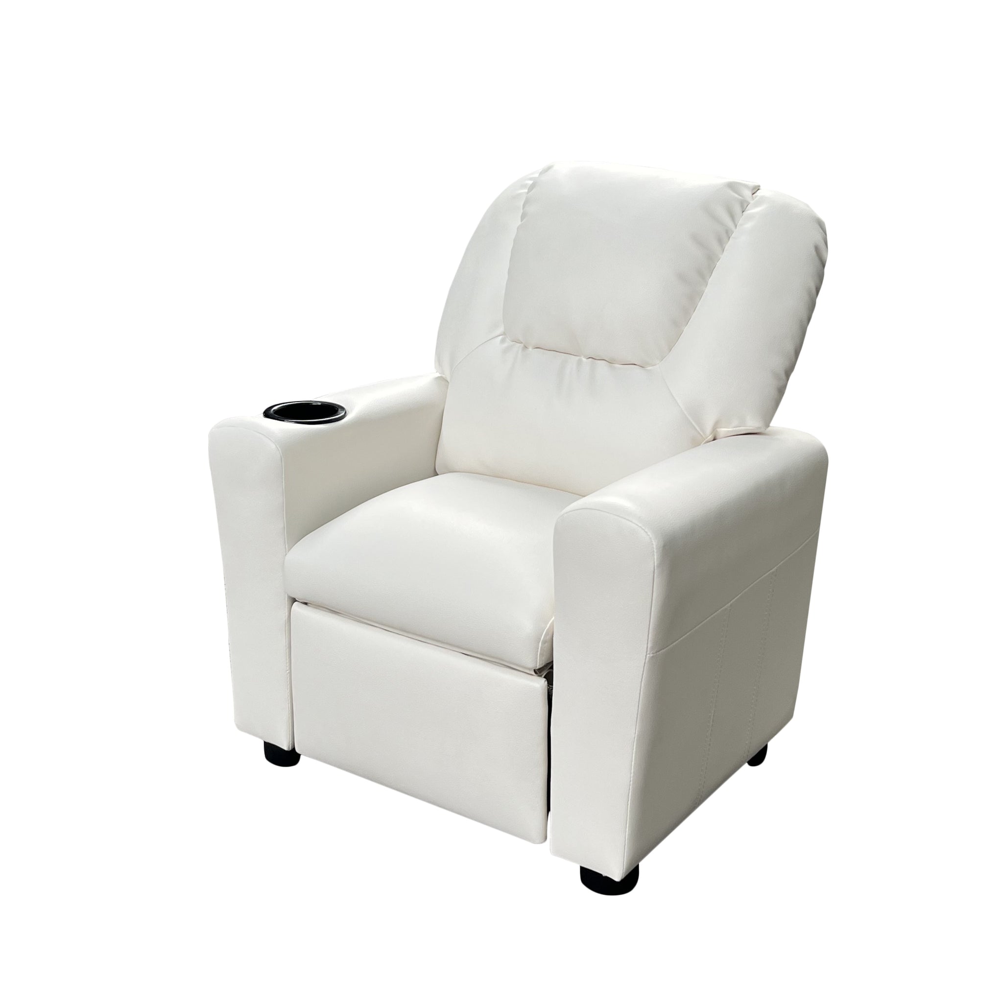 Marisa 22" White PU Leather Kids Recliner Chair with