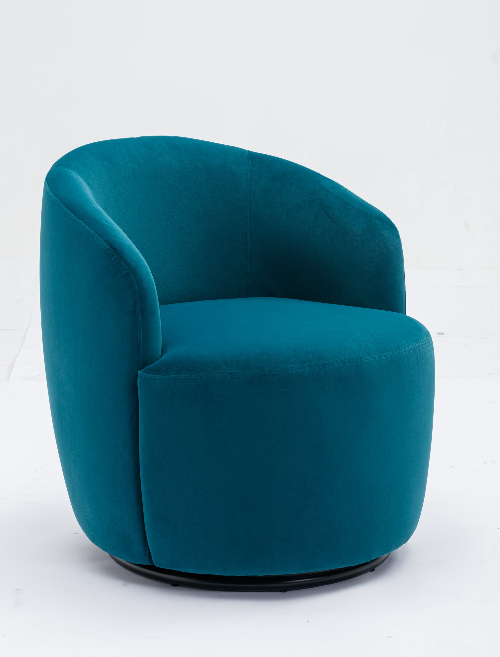 Velvet Fabric Swivel Accent Armchair Barrel Chair With Black Powder Coating Metal Ring,Teal Teal Foam Velvet