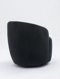 Velvet Fabric Swivel Accent Armchair Barrel Chair With Black Powder Coating Metal Ring,Black Black Foam Velvet