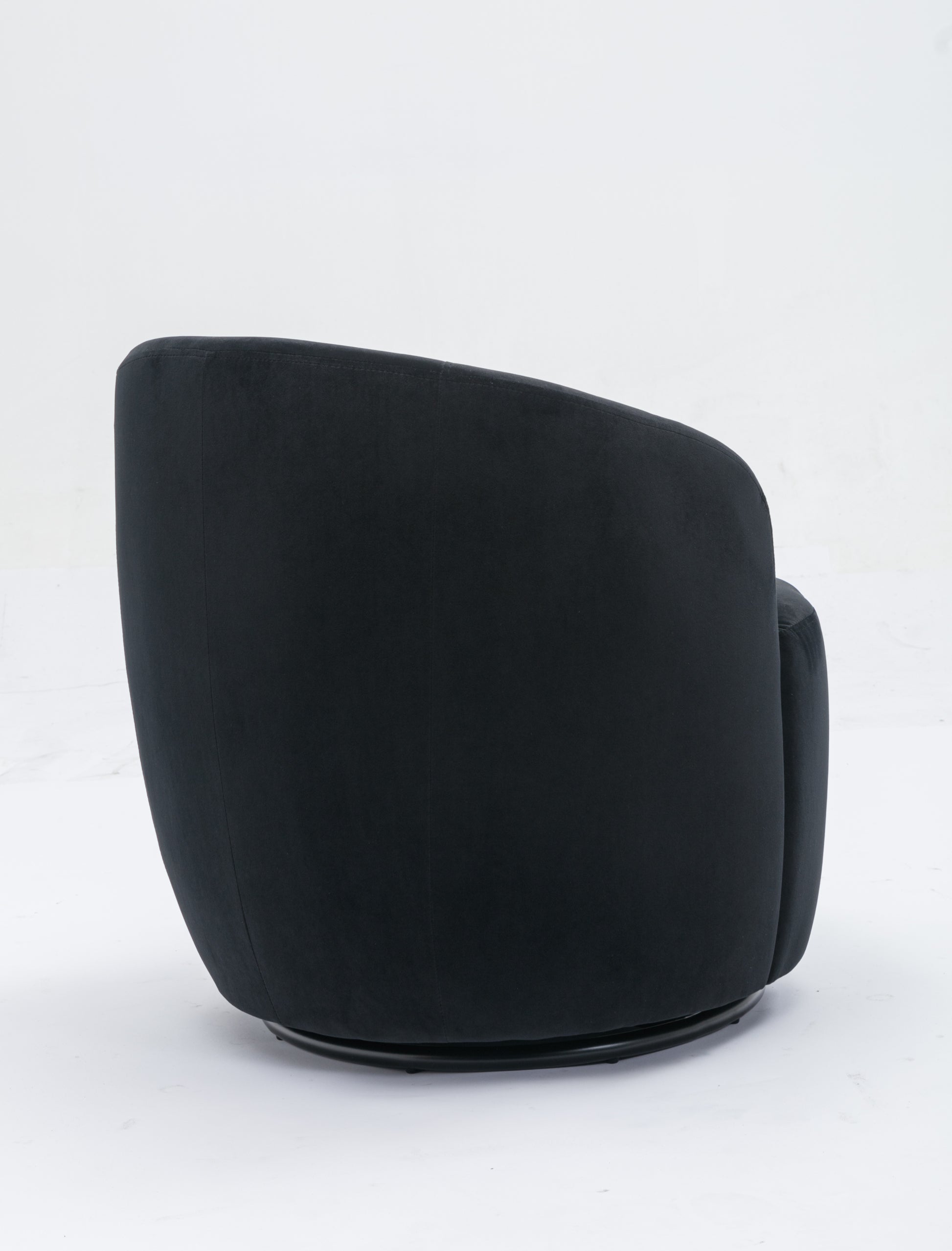 Velvet Fabric Swivel Accent Armchair Barrel Chair With Black Powder Coating Metal Ring,Black Black Foam Velvet