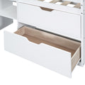 Twin Size Low Loft Bed With Rolling Desk, Shelf And Drawers White White Solid Wood