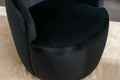 Velvet Fabric Swivel Accent Armchair Barrel Chair With Black Powder Coating Metal Ring,Black Black Foam Velvet