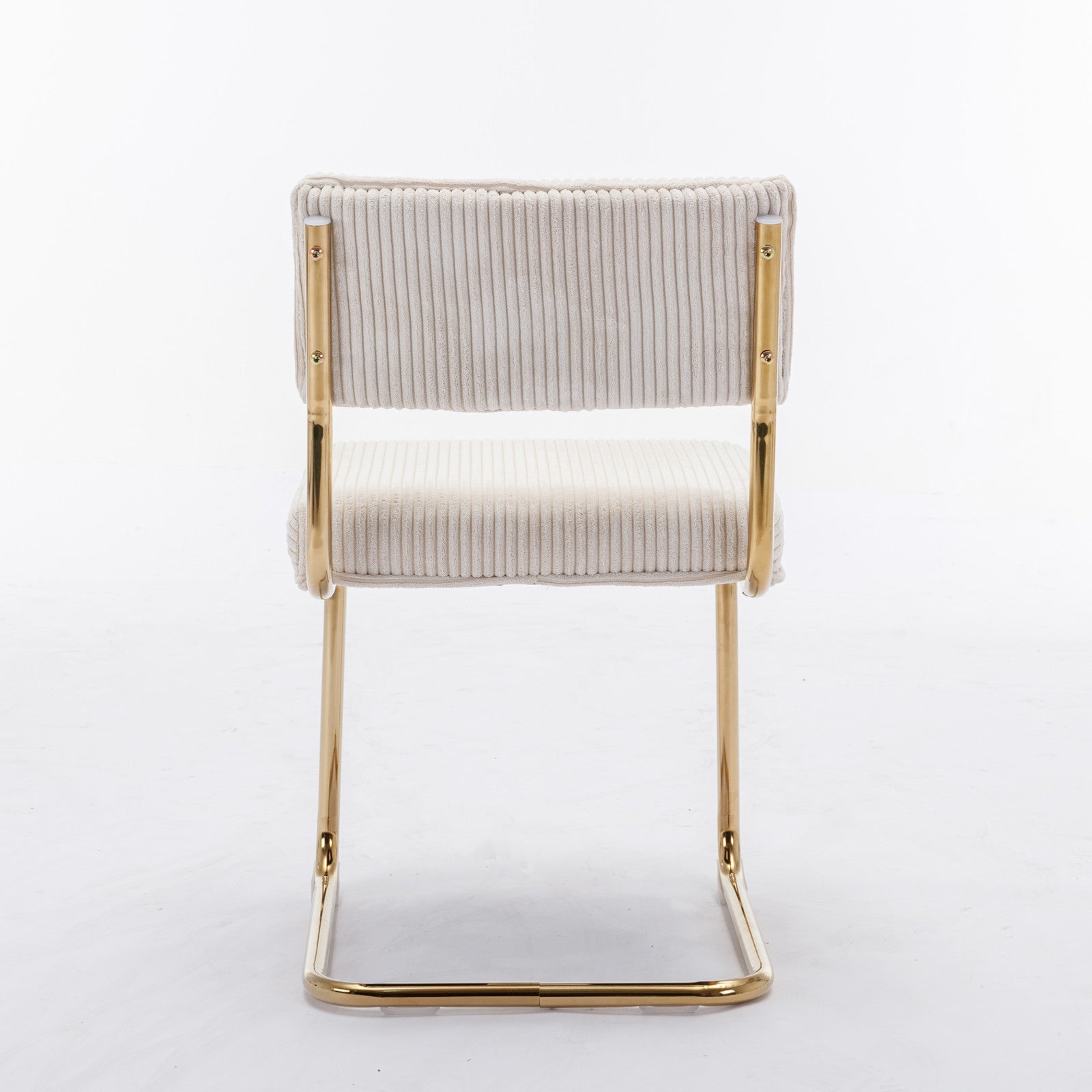 Modern Dining Chairs With Corduroy Fabric,Gold Metal Base, Accent Armless Kitchen Chairs With Channel Tufting, Side Chairs, Set Of 2, Beige Beige Foam Corduroy