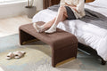 Boucle Fabric Loveseat Ottoman Footstool Bedroom Bench Shoe Bench With Gold Metal Legs,Coffee Brown Brown Foam Boucle