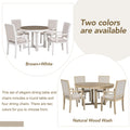 5 Piece Dining Table Set, Two Size Round To Oval Extendable Butterfly Leaf Wood Dining Table And 4 Upholstered Dining Chairs With Armrests Brown White Brown White Solid Wood Mdf