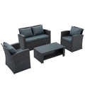 Patio Furniture Sets Dark Gray Seats 4 Pe Rattan Iron Waterproof Fabric