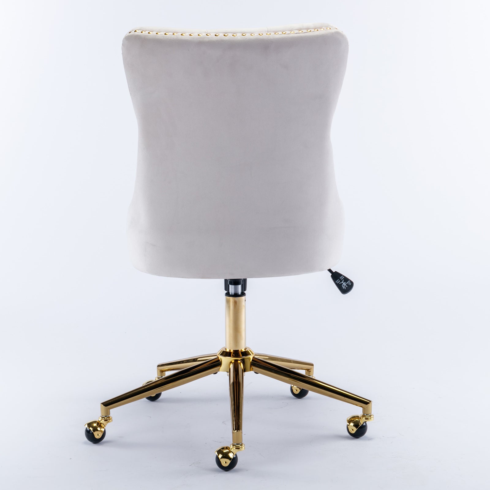 Office Chair,Velvet Upholstered Tufted Button Home Office Chair With Golden Metal Base,Adjustable Desk Chair Swivel Office Chair Beige Beige Velvet