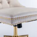Office Chair,Velvet Upholstered Tufted Button Home Office Chair With Golden Metal Base,Adjustable Desk Chair Swivel Office Chair Beige Beige Velvet