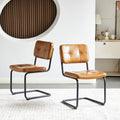 Brown Modern Simple Style Dining Chair Pu Leather Black Metal Pipe Dining Room Furniture Chair Set Of 2 Brown Pu Leather