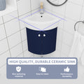 Corner Bathroom Vanity Sink Combo For Small Space Wall Mounted Cabinet Set, Ceramic Sink Bvc05316Nb Navy Blue 2 Bathroom Wall Mounted Modern Plywood