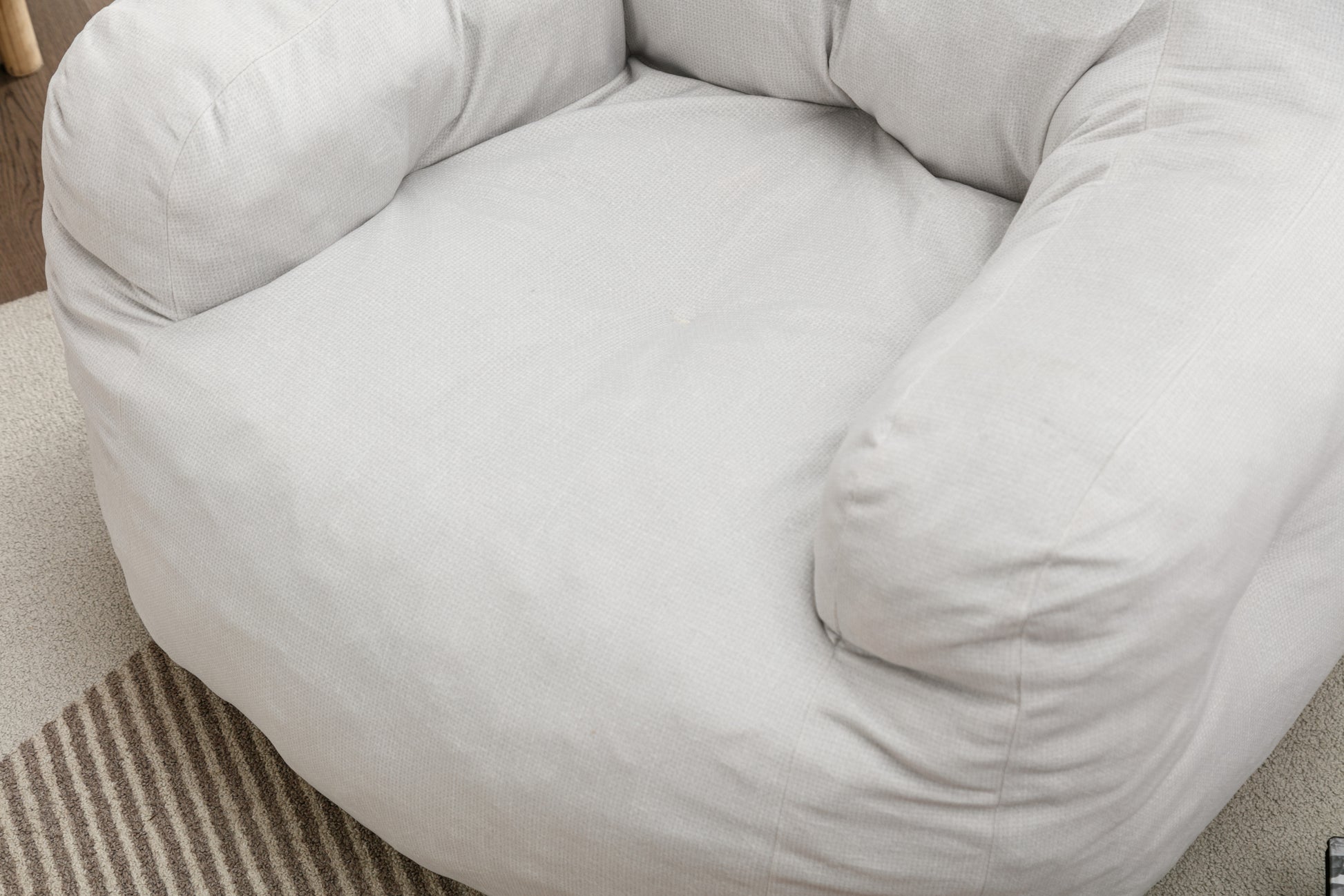 010 Soft Velvet Fabric Bean Bag Chair Filled With Memory Sponge,Ivory Ivory Velvet Soft Modern Foam Velvet