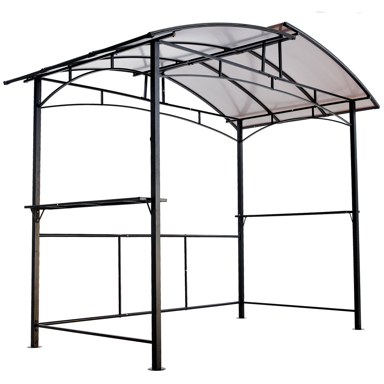 Grill Gazebo 8X5Ft,Outdoor Patio Canopy,Bbq Shelter With Steel Hardtop And Side Shelves Black Steel