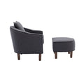 Coolmore Accent Chair With Ottoman, Mid Century Modern Barrel Chair Upholstered Club Tub Round Arms Chair For Living Room Dark Gray Linen