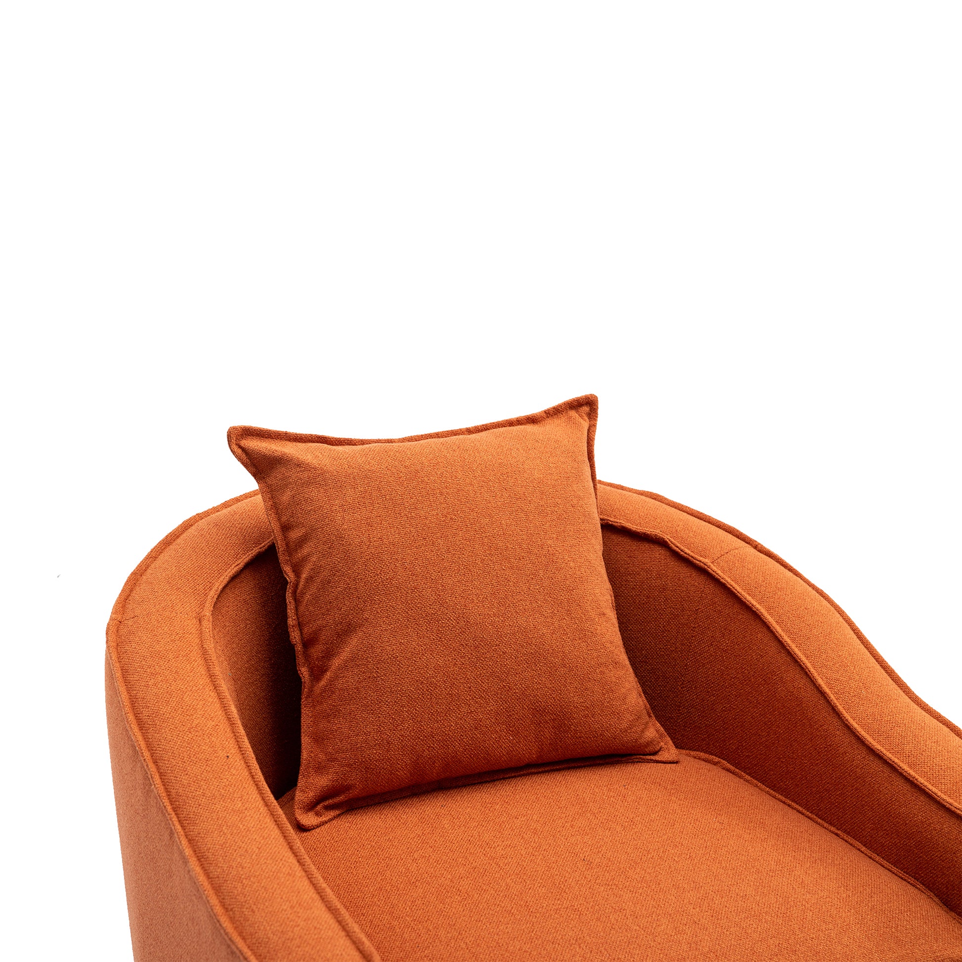 Coolmore Accent Chair With Ottoman, Mid Century Modern Barrel Chair Upholstered Club Tub Round Arms Chair For Living Room Orange Linen