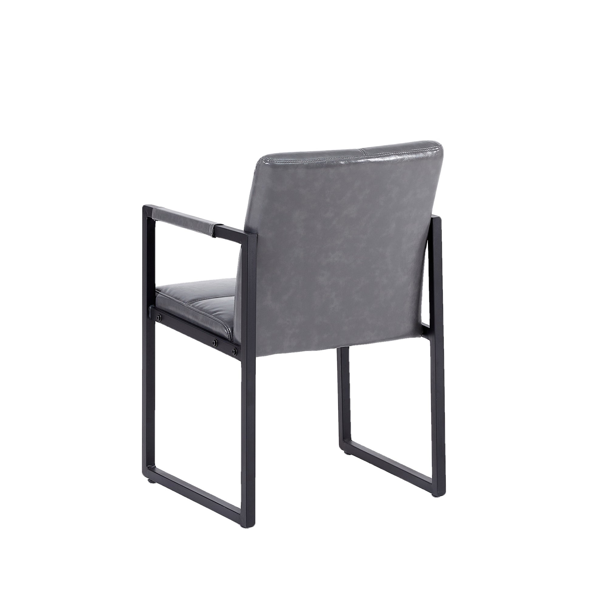 Ligth Grey Modern European Style Dining Chair Pu Leather Black Metal Pipe Dining Room Furniture Chair Set Of 2 Light Grey Pu Leather