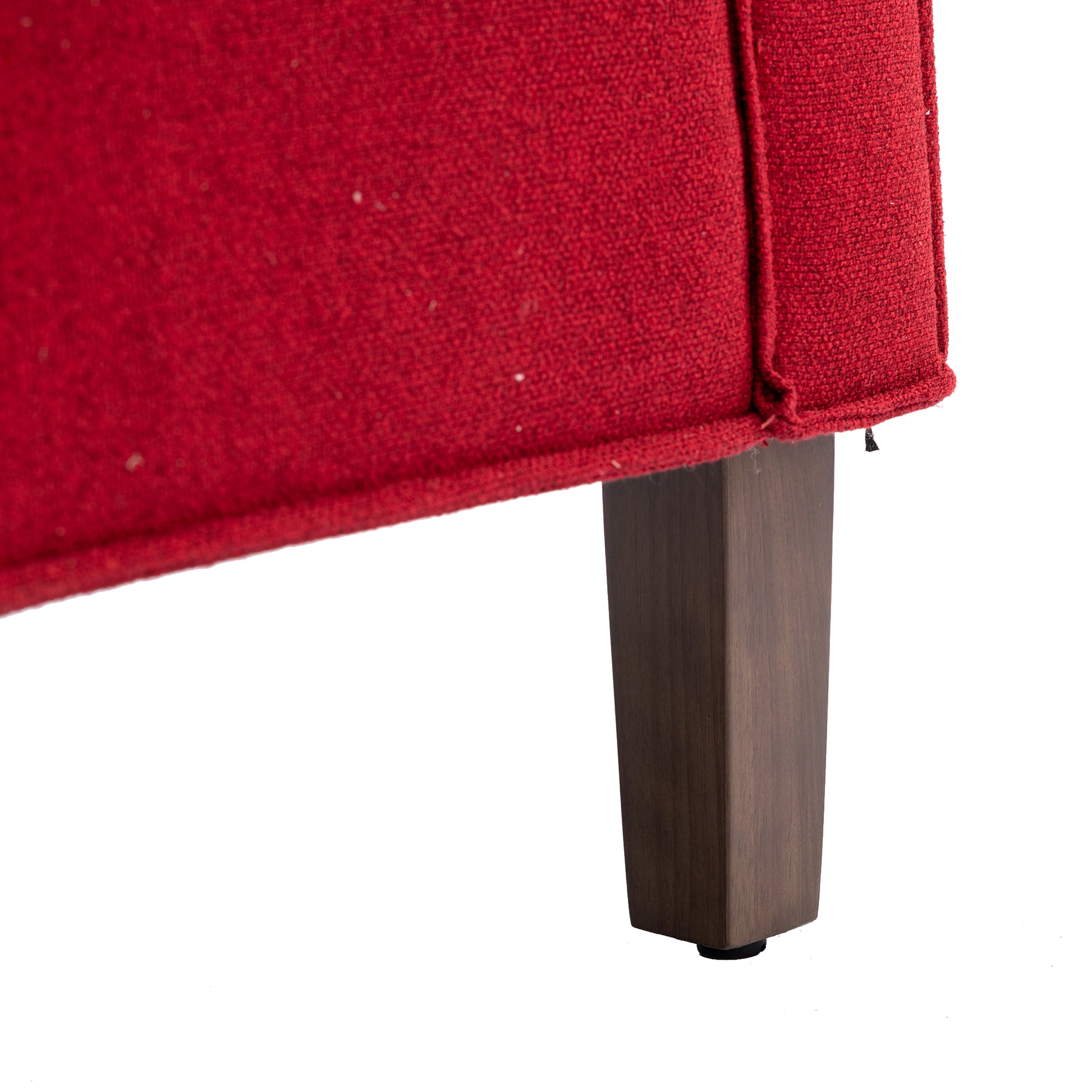 Coolmore Accent Chair With Ottoman, Mid Century Modern Barrel Chair Upholstered Club Tub Round Arms Chair For Living Room Red Linen