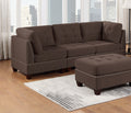 Modular Sofa Set 6Pc Set Living Room Furniture Sofa Loveseat Tufted Couch Nail Heads Black Coffee Linen Like Fabric 4X Corner Wedge 1X Armless Chair And 1X Ottoman Coffee Wood Primary Living Space Cushion Back Contemporary,Modern Modular Fabric 6 Seat