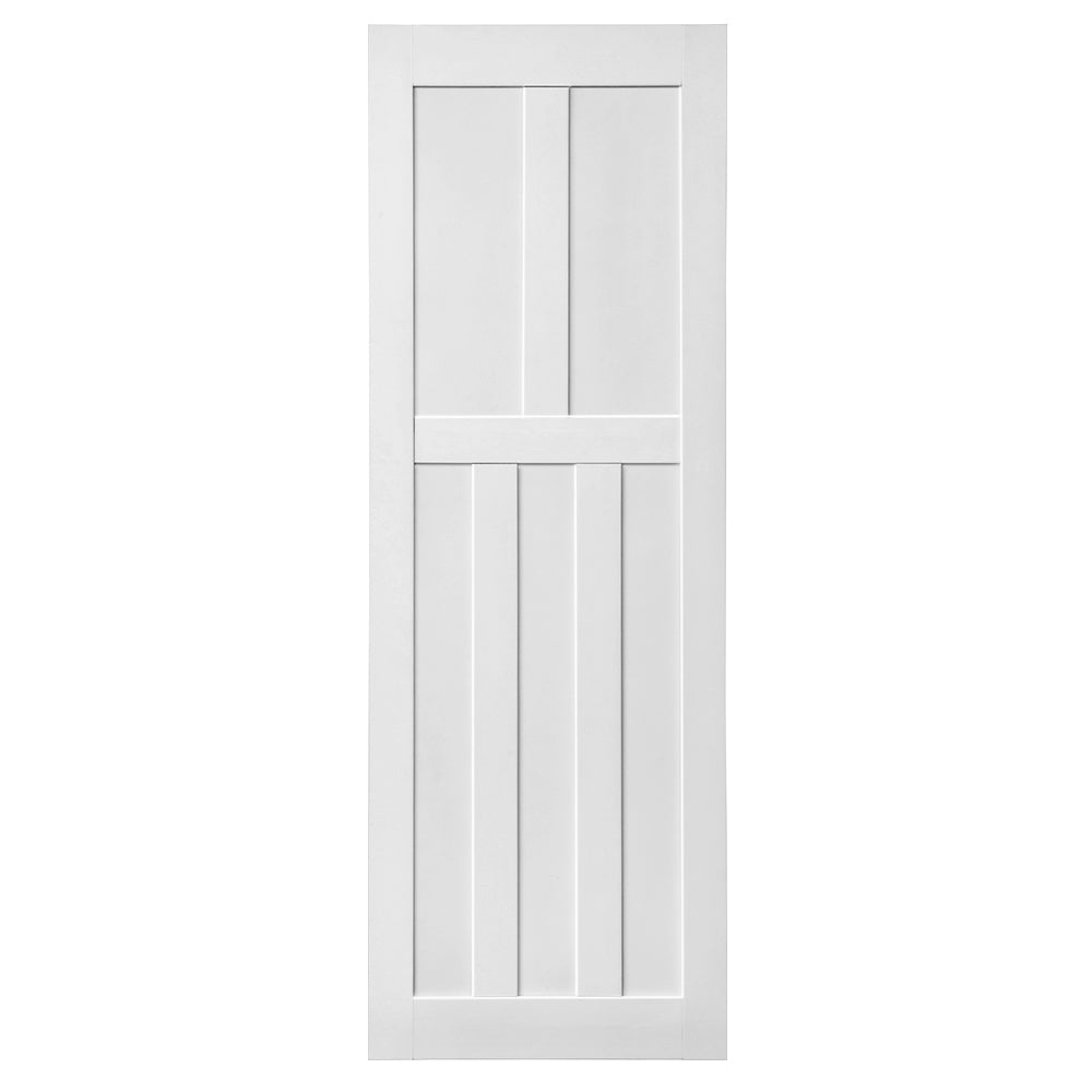 30" X 80" Five Panel Real Primed Door Slab, Diy Panel Door, Modern Interior Barn Door, Moisture Proof, Anti Deformation, Pre Drilled Ready To Assemble, Suitable For Pre Hung And Barn Door White Mdf