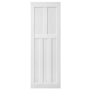 28" X 80" Five Panel Real Primed Door Slab, Diy Panel Door, Modern Interior Barn Door, Moisture Proof, Anti Deformation, Pre Drilled Ready To Assemble, Suitable For Pre Hung And Barn Door White Mdf