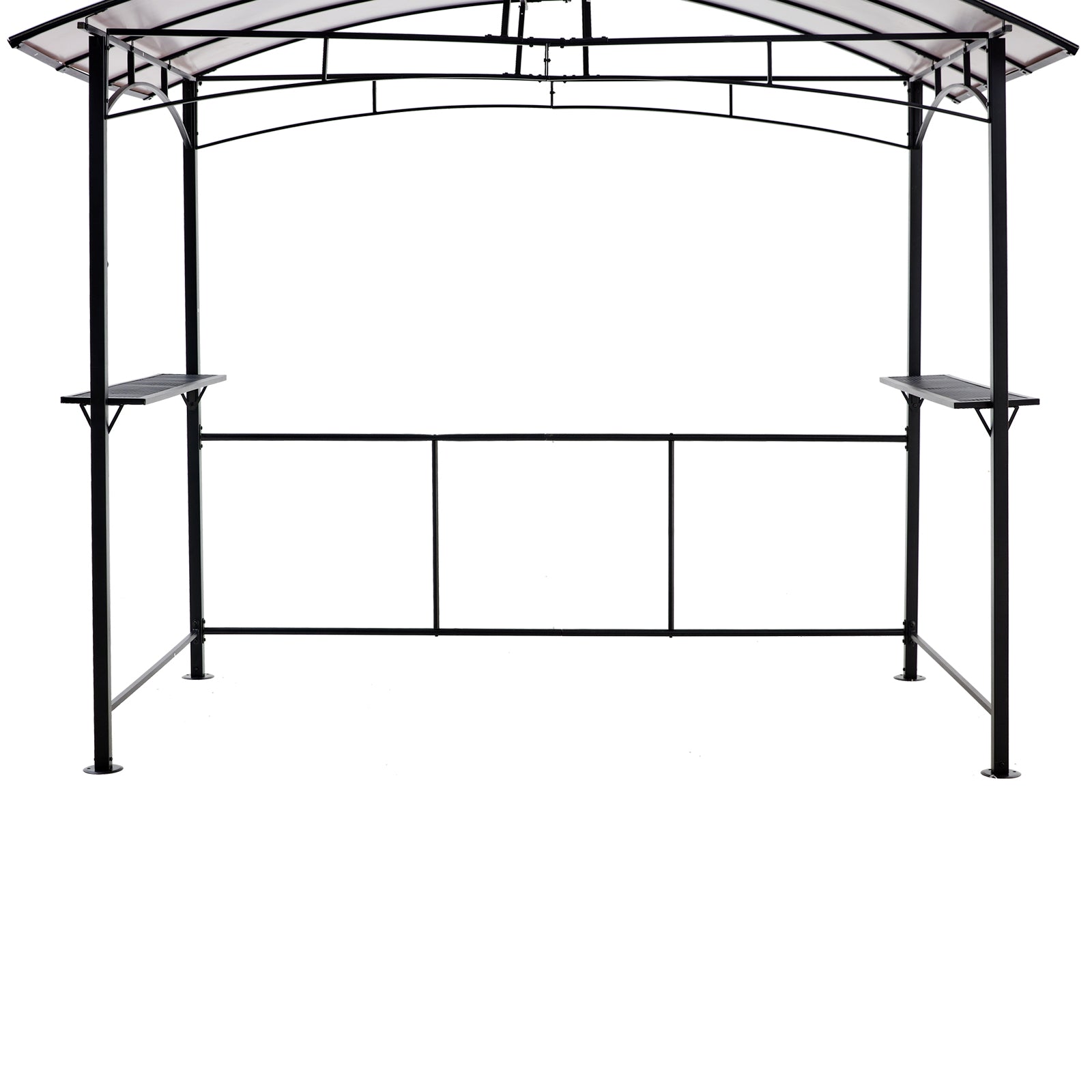 Grill Gazebo 8X5Ft,Outdoor Patio Canopy,Bbq Shelter With Steel Hardtop And Side Shelves Black Steel