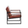 Red Brown Pu Leather Leisure Black Metal Frame Recliner Chair For Living Room And Bedroom Furniture Brown Pu Leather