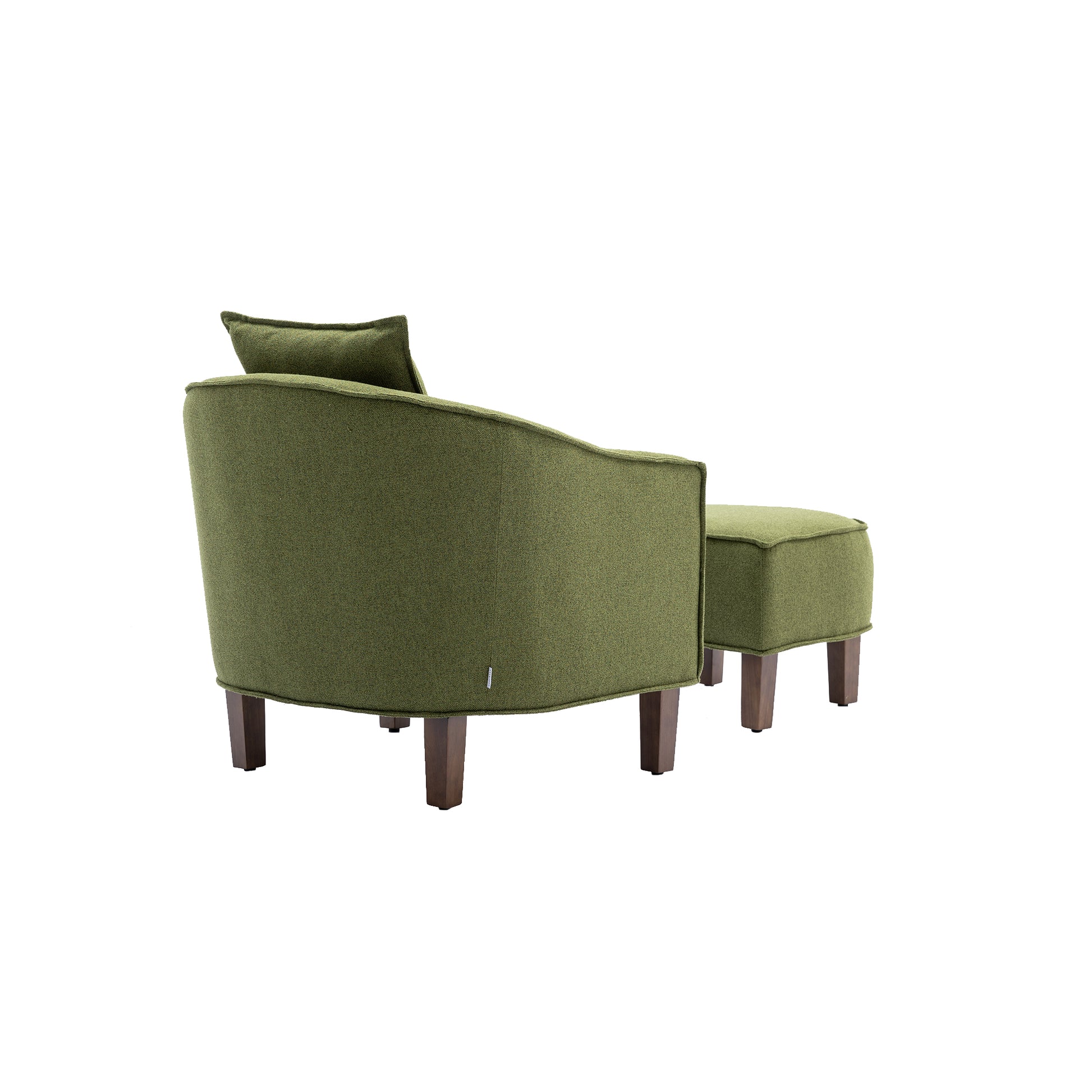 Coolmore Accent Chair With Ottoman, Mid Century Modern Barrel Chair Upholstered Club Tub Round Arms Chair For Living Room Olive Linen