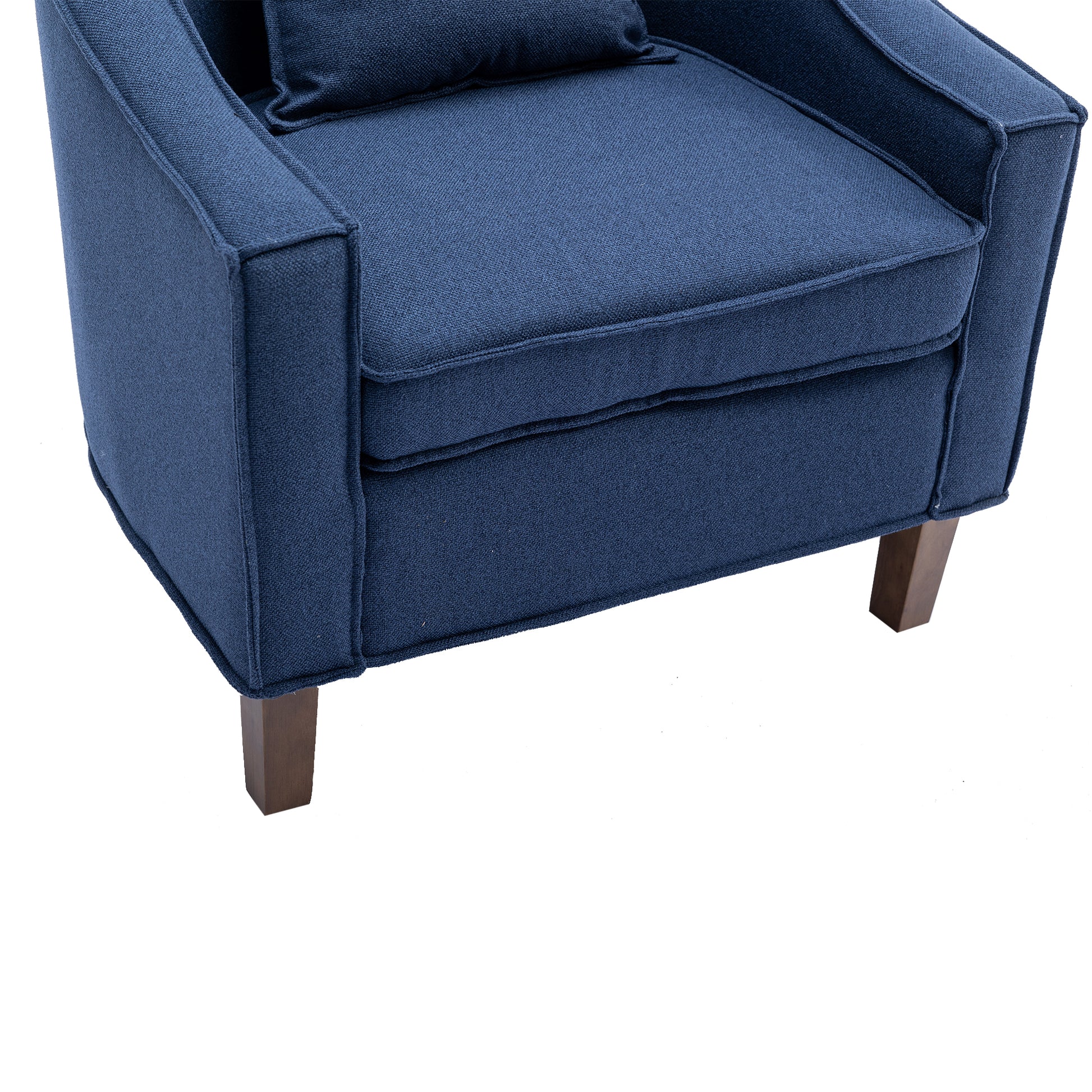 Coolmore Accent Chair With Ottoman, Mid Century Modern Barrel Chair Upholstered Club Tub Round Arms Chair For Living Room Navy Linen